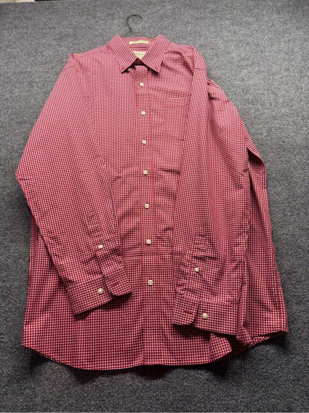 L.L. Bean Red Gingham Button-Down Dress Shirt